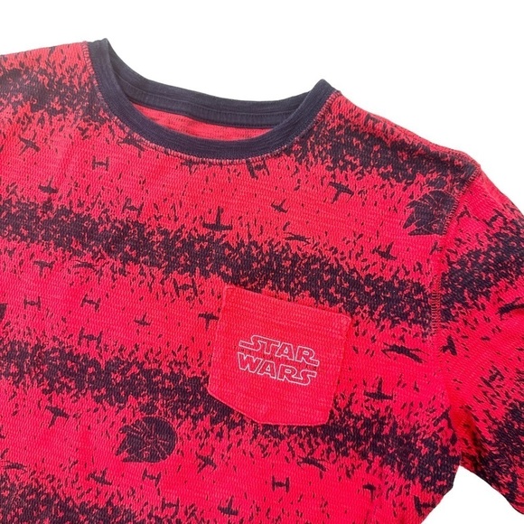 Gap Star Wars waffle weave shirt tee Millennium Falcon red blue long sleeves L - Picture 5 of 10